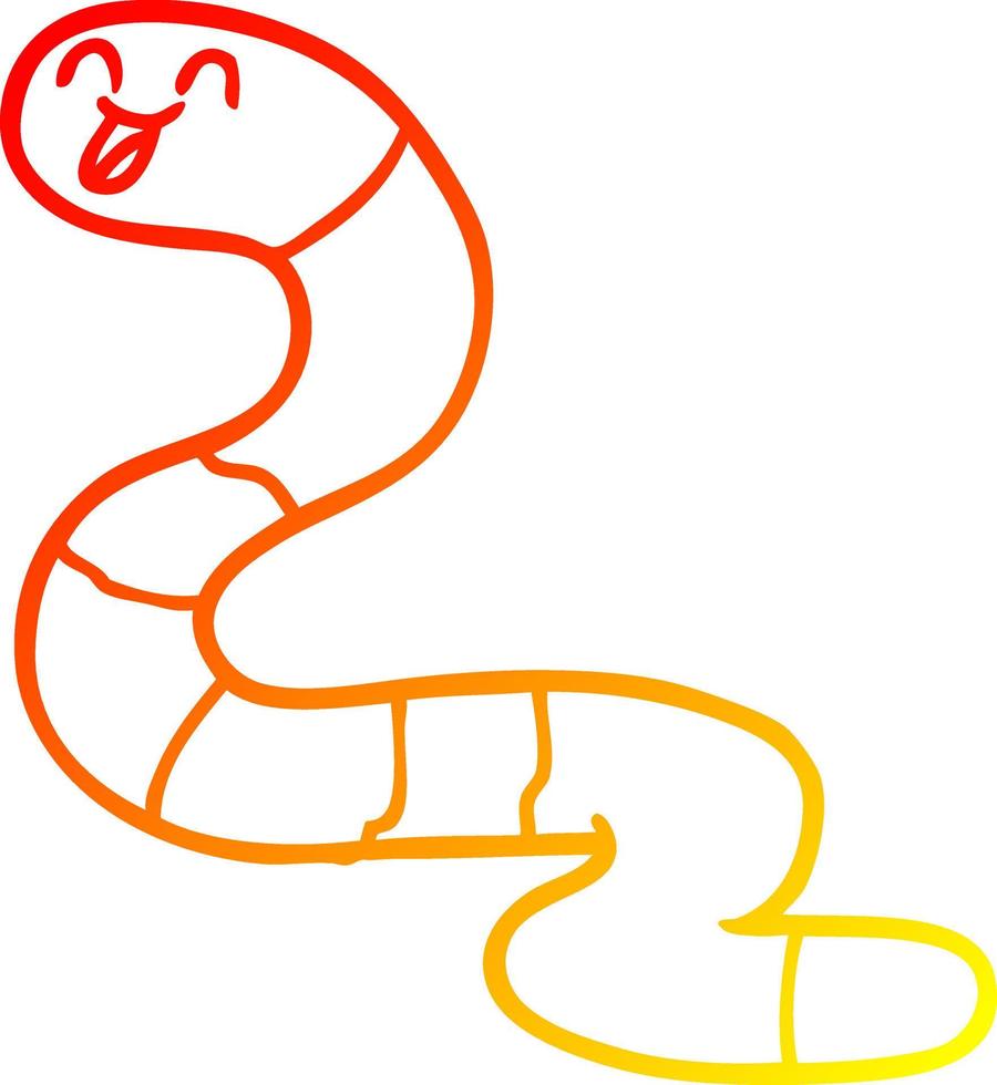 warm gradient line drawing cartoon worm vector