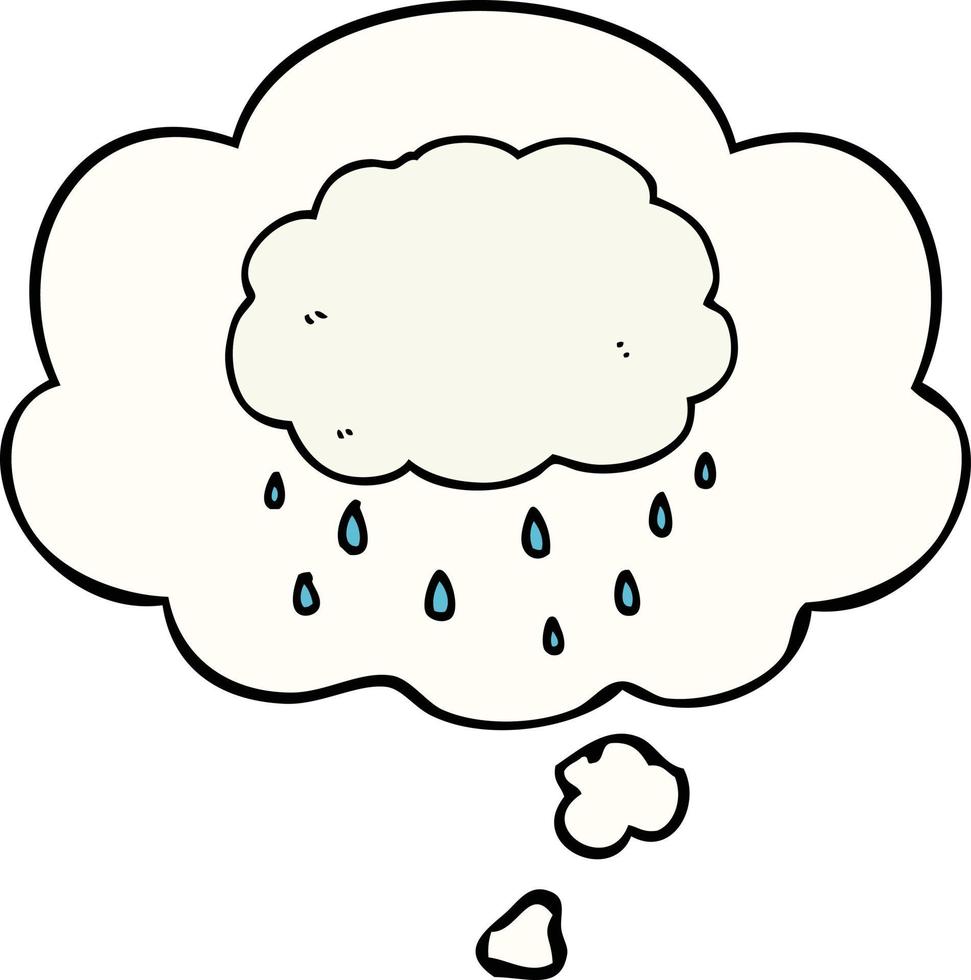 nube de lluvia de dibujos animados y burbuja de pensamiento vector