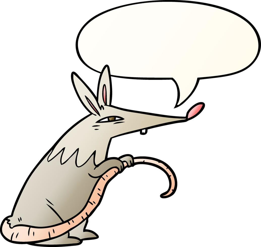 cartoon sneaky rat and speech bubble in smooth gradient style vector