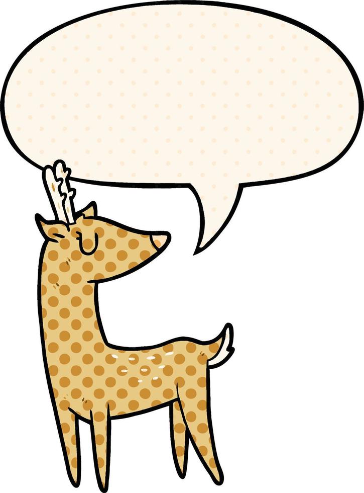 cartoon deer and speech bubble in comic book style vector