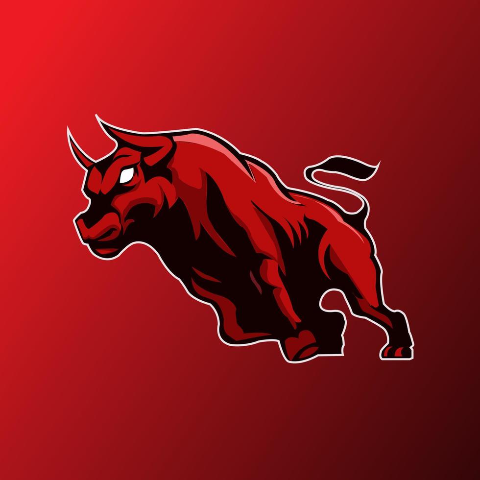 ilustración de toro rojo vectorial para camiseta, logotipo, papel tapiz o emblema aislado vector