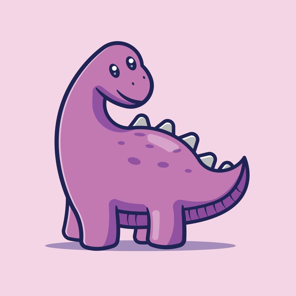 Ilustración de vector de dibujos animados lindo dinosaurio