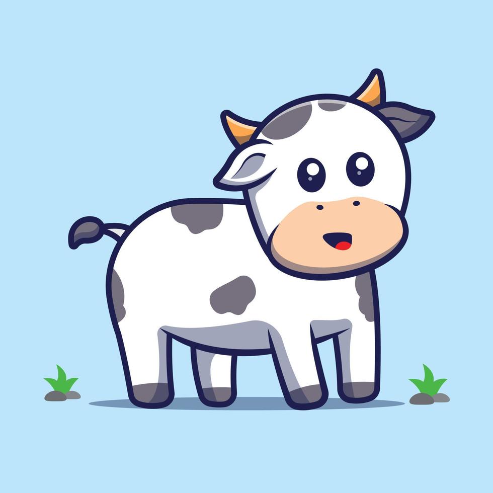 lindo, vaca, caricatura, vector, ilustración vector