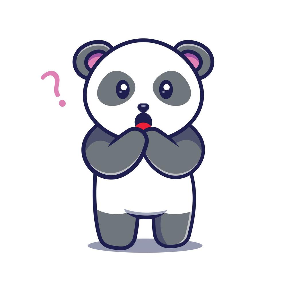 Cute panda in surprised expression vector illustration
