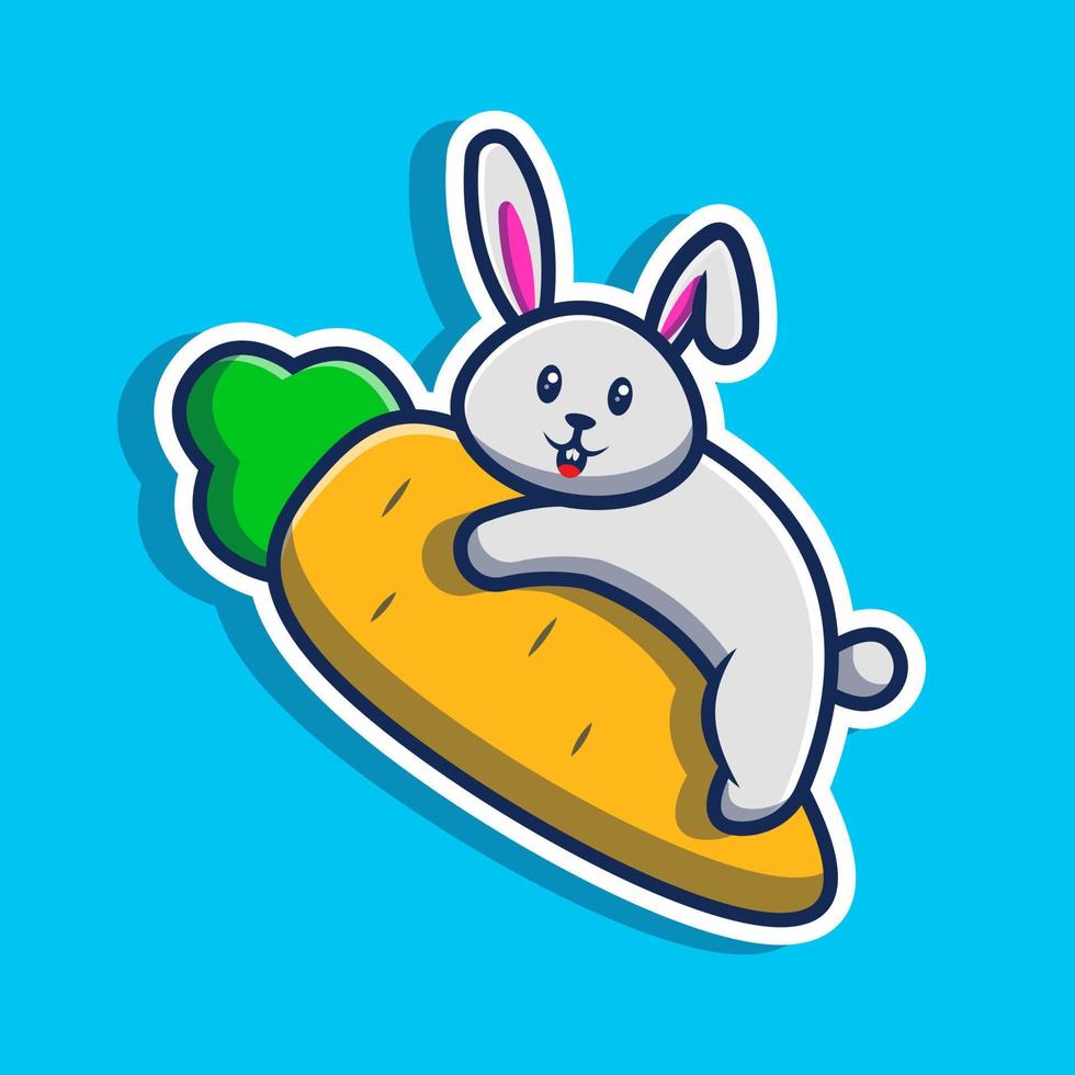 Cute rabbit with carrot vector illustration