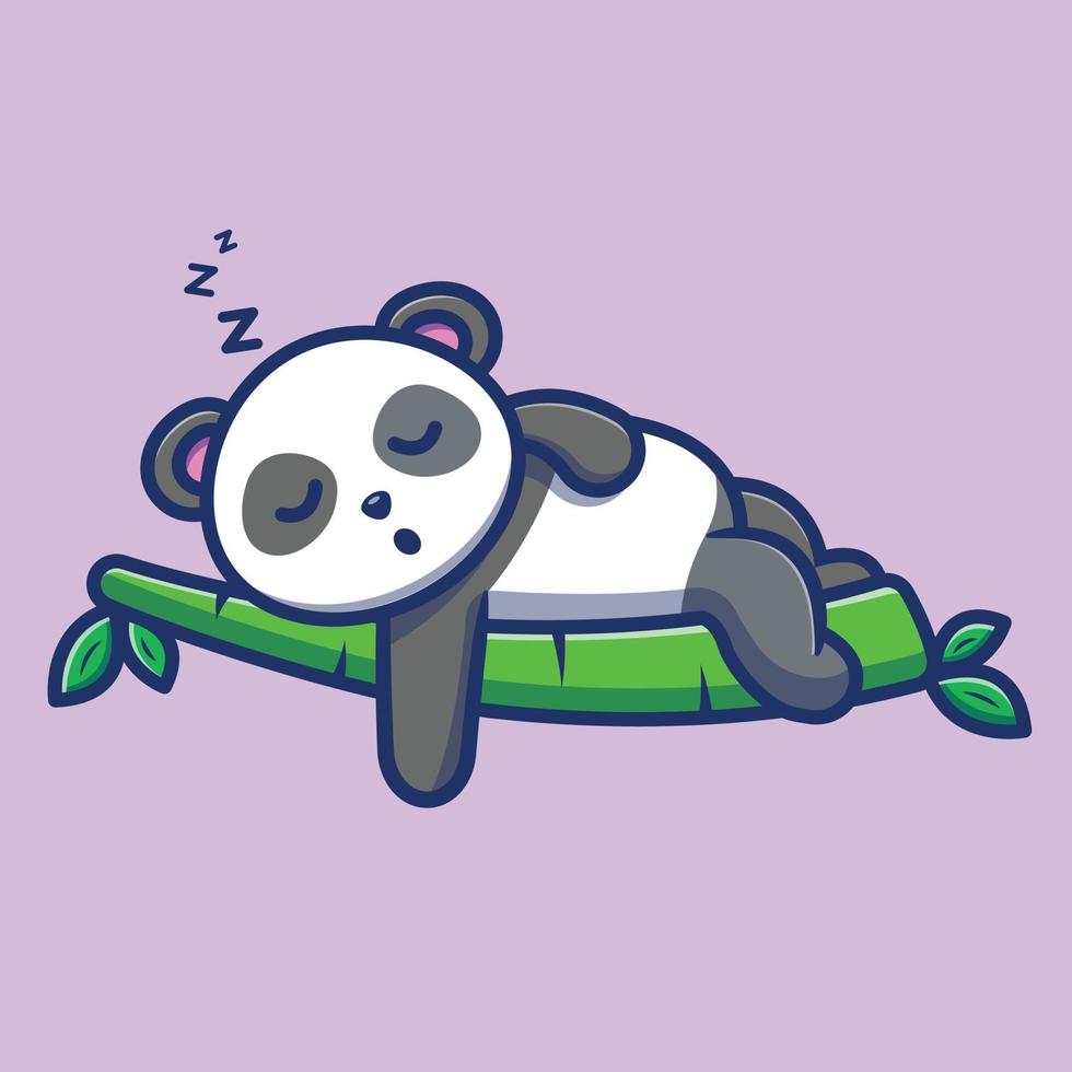 lindo panda dormir en la ilustración de vector de bambú