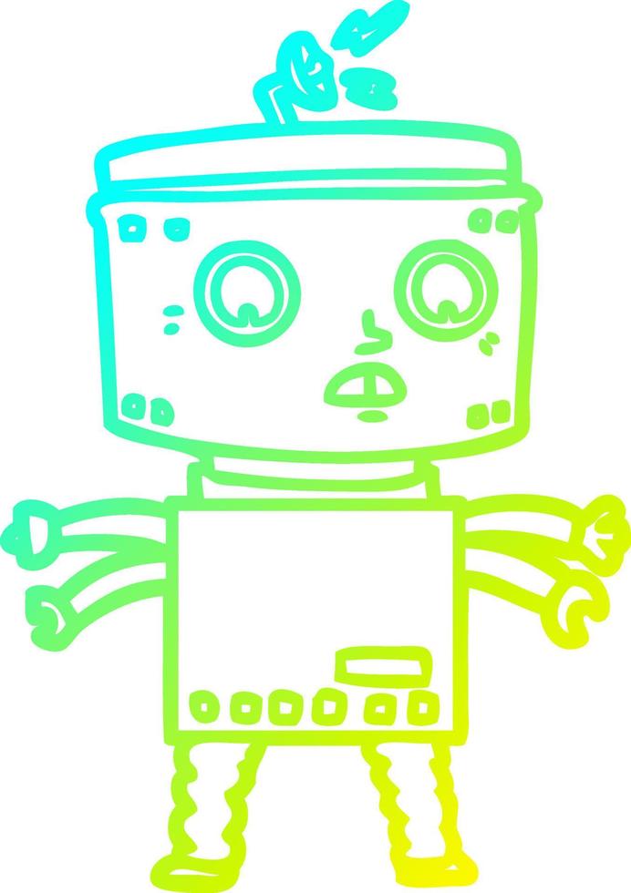 cold gradient line drawing cartoon robot vector