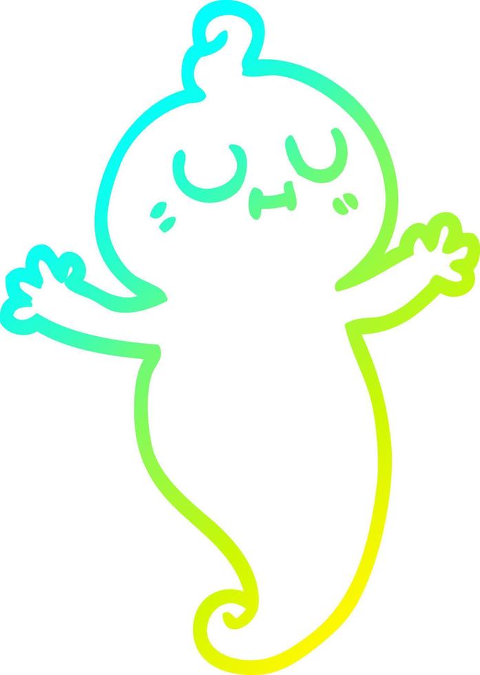 cold gradient line drawing cartoon ghost vector
