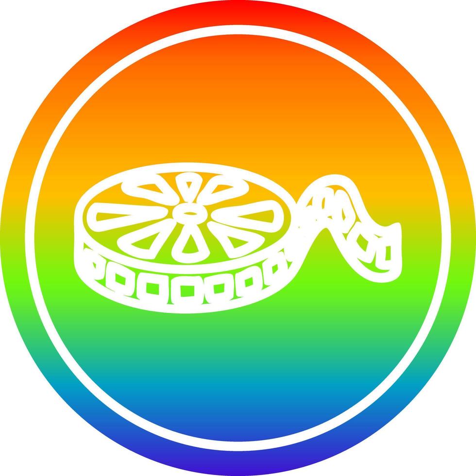 movie film reel circular in rainbow spectrum vector