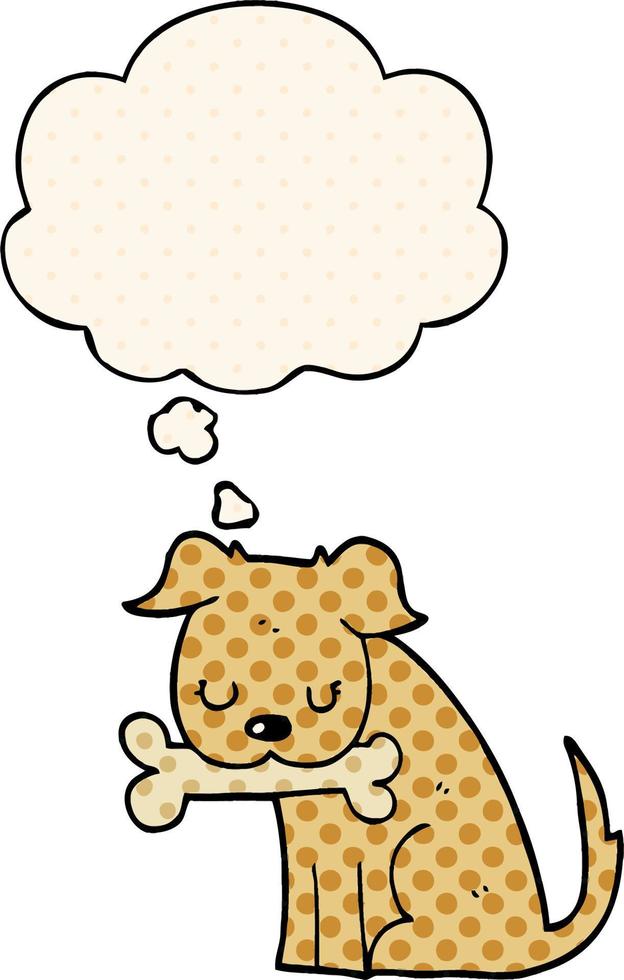 cartoon dog and thought bubble in comic book style vector