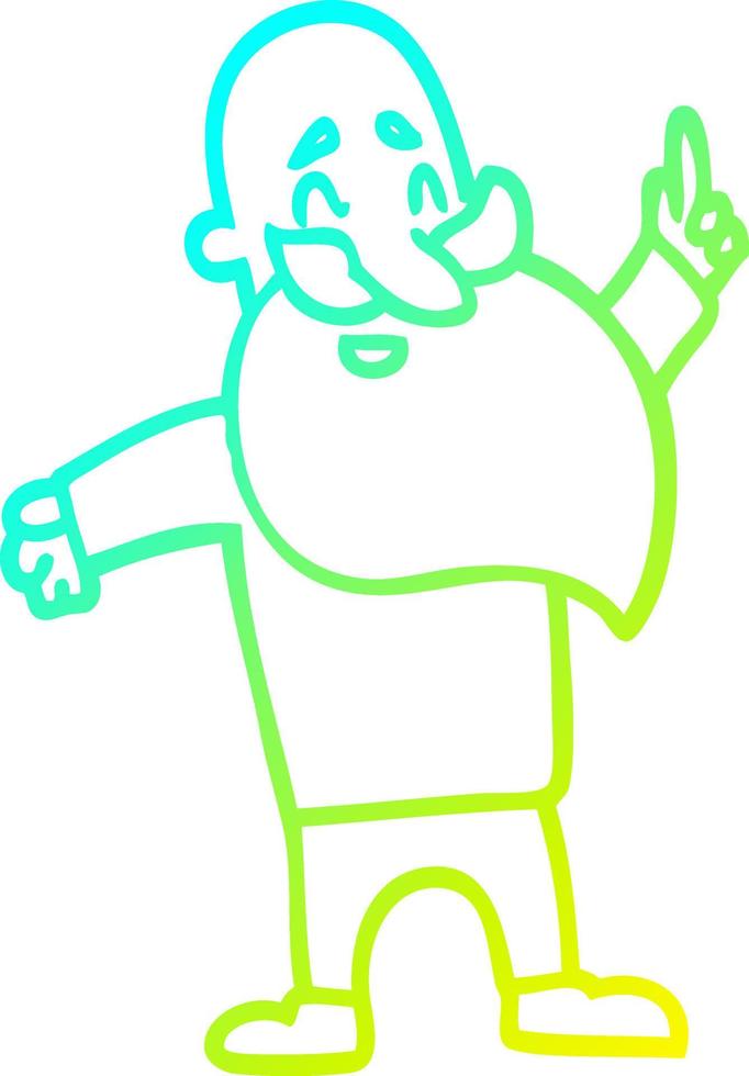 cold gradient line drawing cartoon bearded man vector