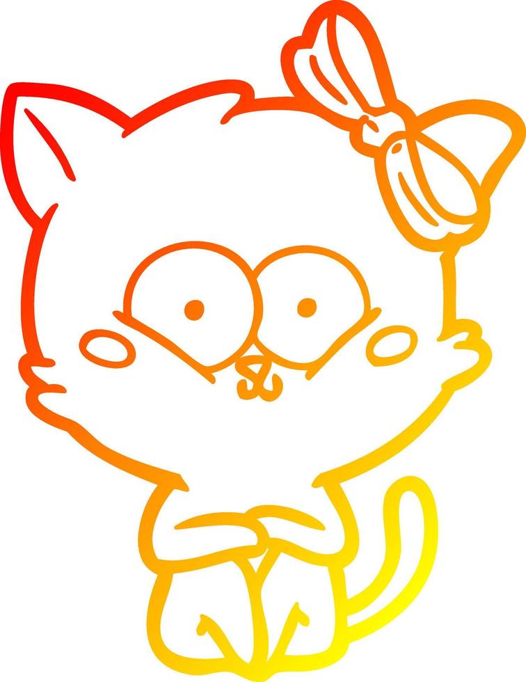 warm gradient line drawing cartoon cat vector