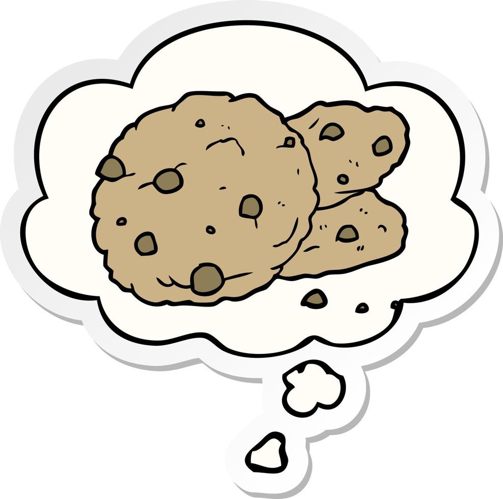 cartoon cookies and thought bubble as a printed sticker vector