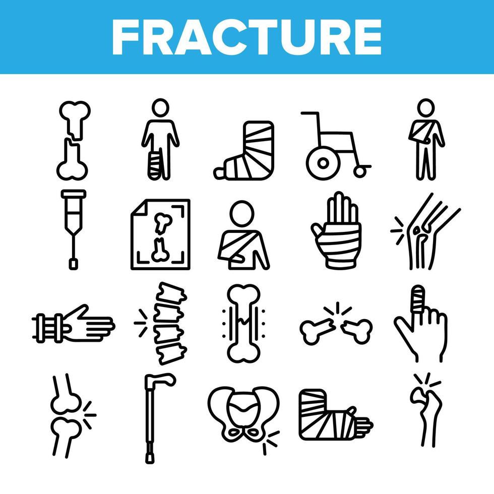 Collection Fracture Elements Vector Sign Icons Set