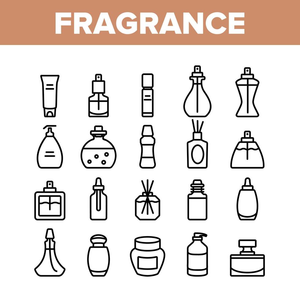 Fragrance Bottles Collection Icons Set Vector