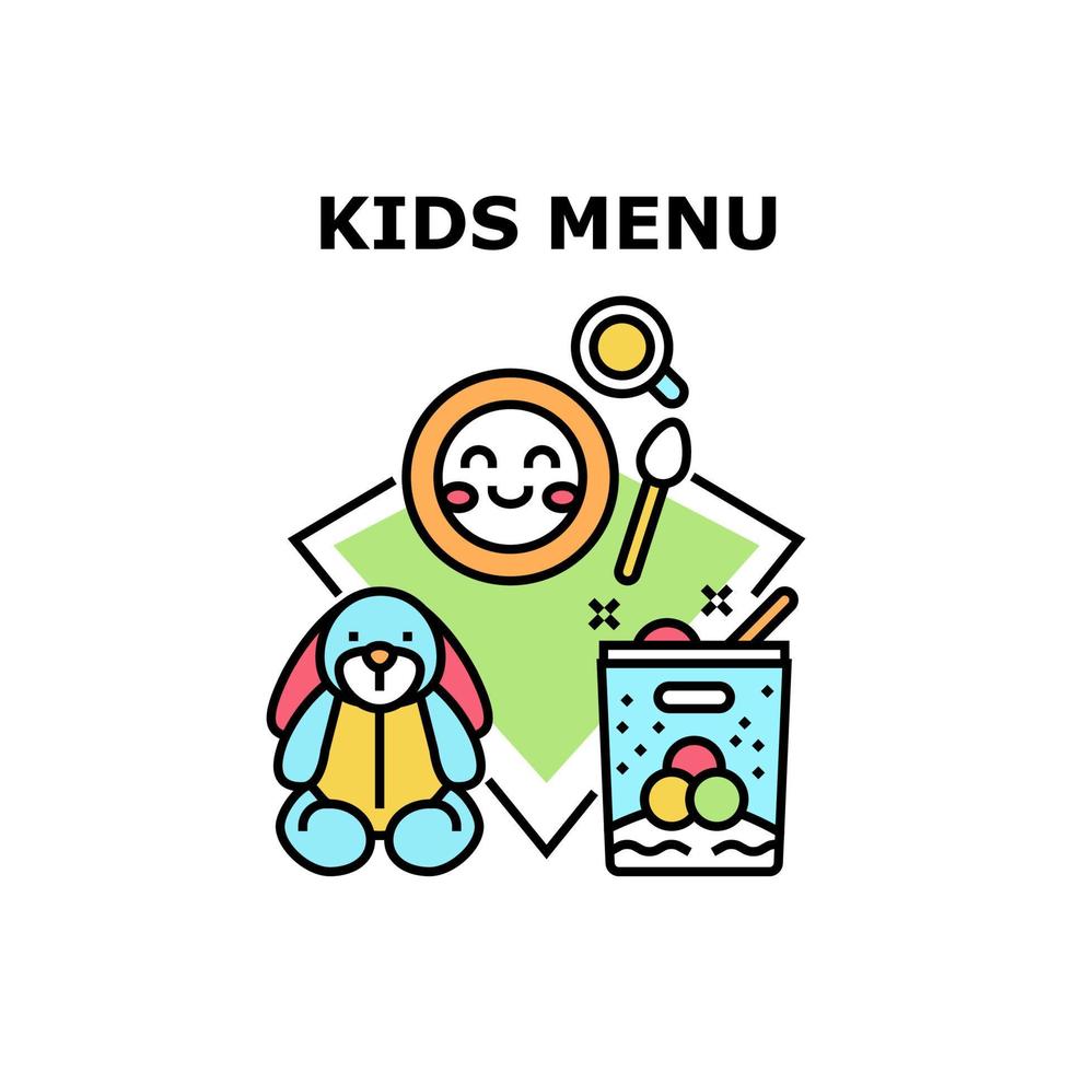 Kids menu icons vector illustrations