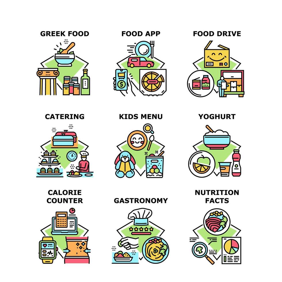 Food gastronomy set icons vector illustrations