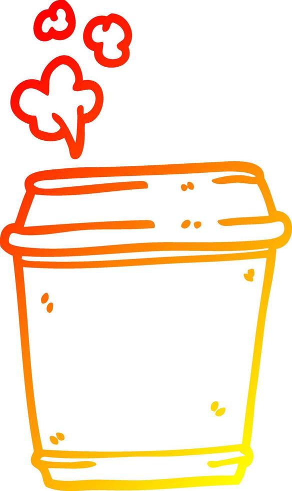 warm gradient line drawing cartoon coffee cup vector