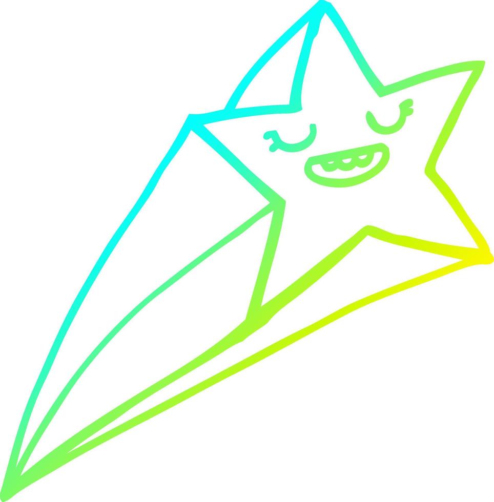 cold gradient line drawing cartoon shooting star vector