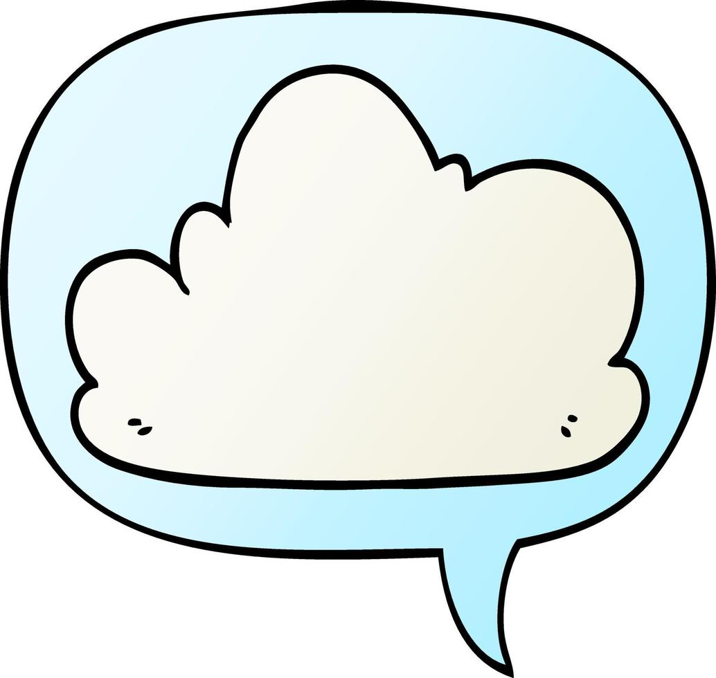 cartoon cloud and speech bubble in smooth gradient style vector