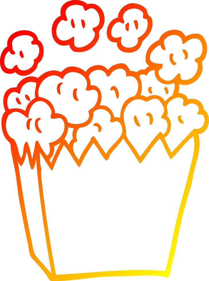warm gradient line drawing cartoon cinema popcorn vector