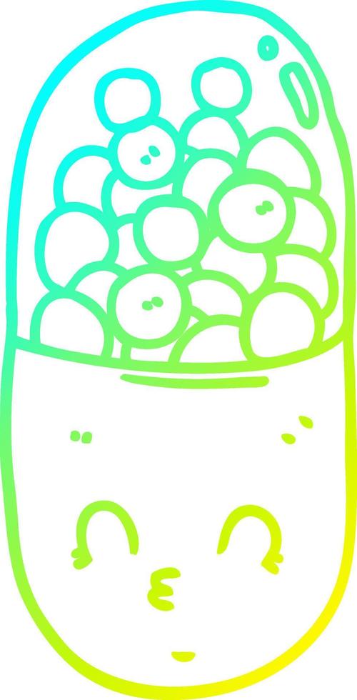 cold gradient line drawing cartoon pill vector