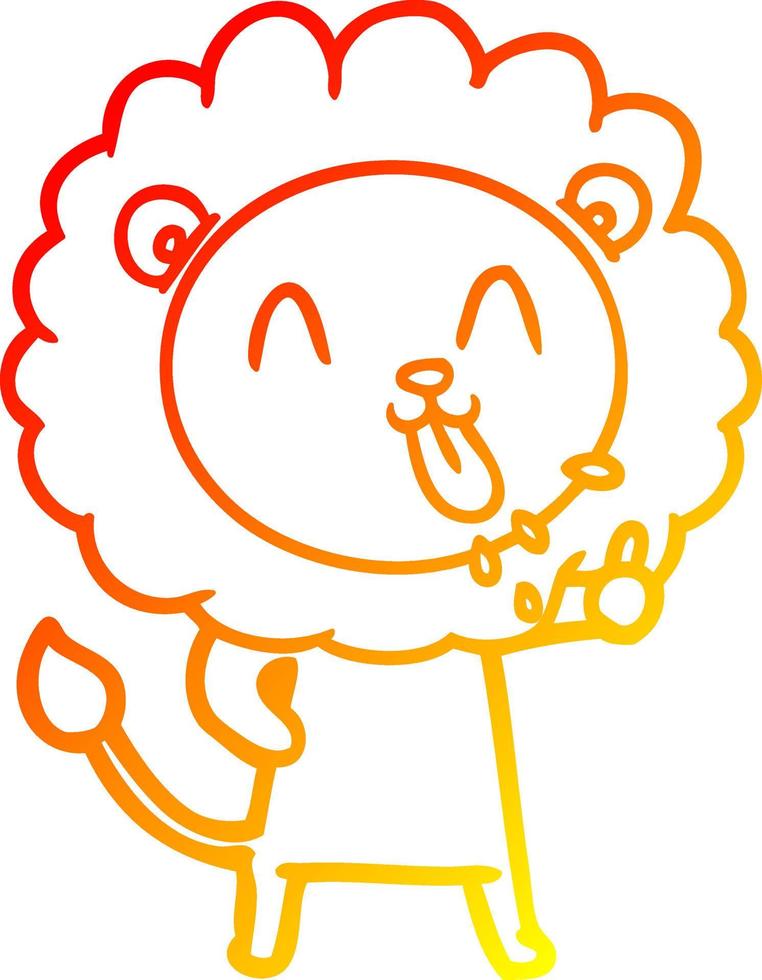 warm gradient line drawing happy cartoon lion vector