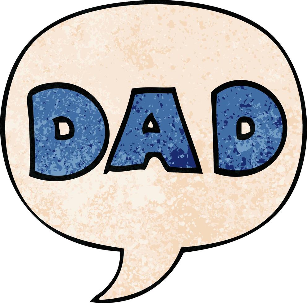 cartoon word dad and speech bubble in retro texture style vector