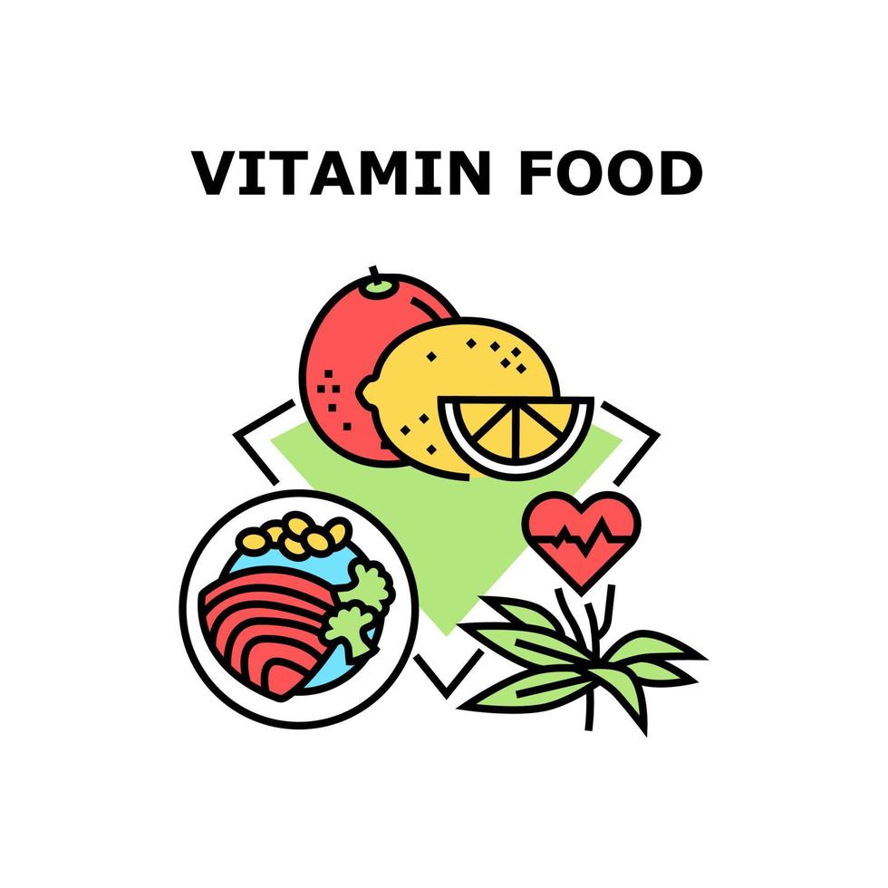 Vitamin Food Vector Concept Color Illustration