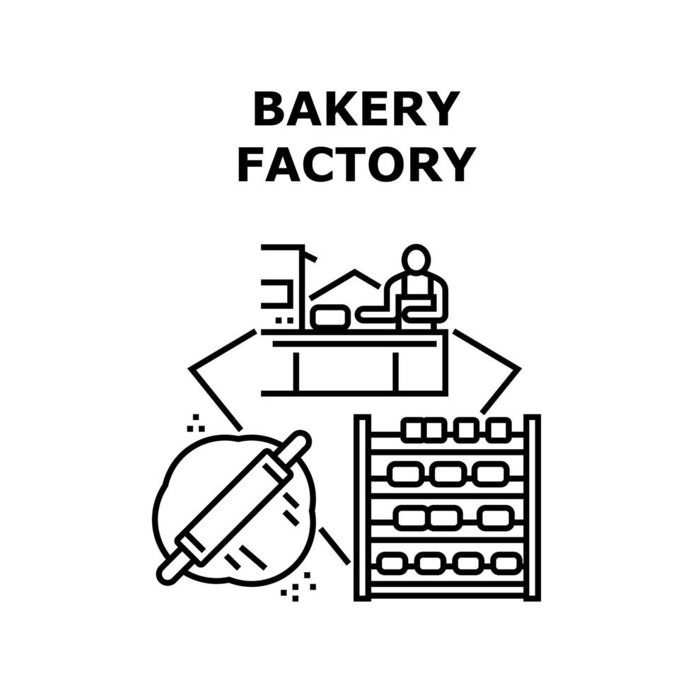 panadería fábrica vector concepto negro ilustración