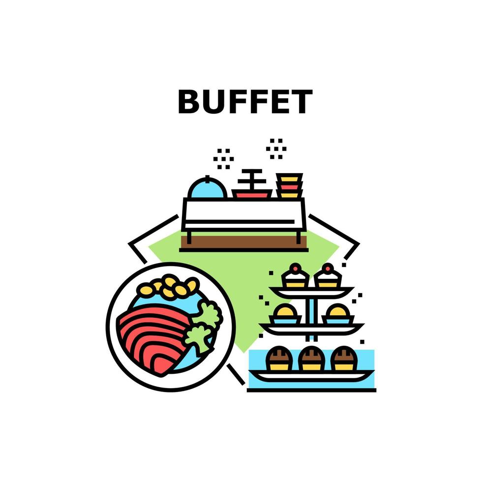 Buffet Food Vector Concept Color Illustration