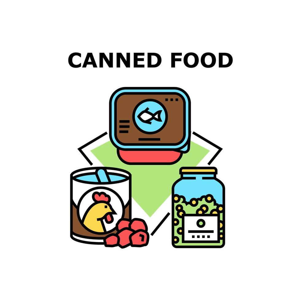 Canned Food Vector Concept Color Illustration