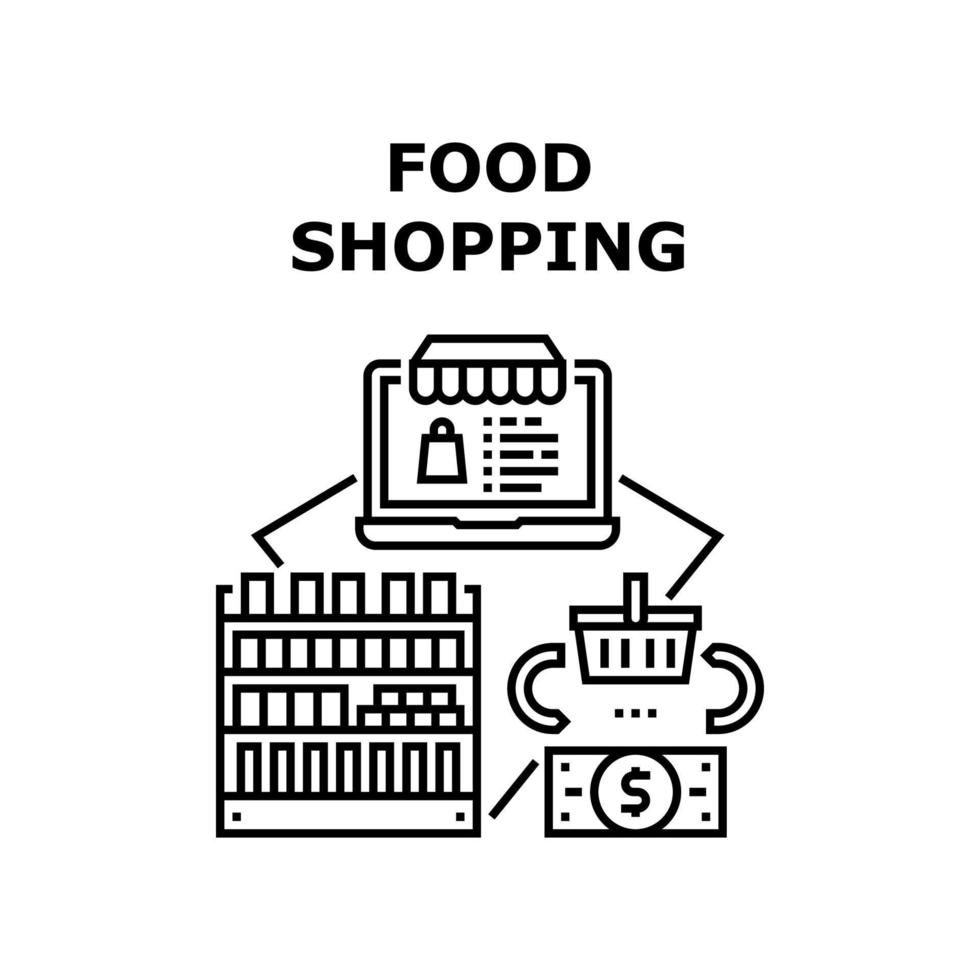 Food Shopping Vector Concept Black Illustration