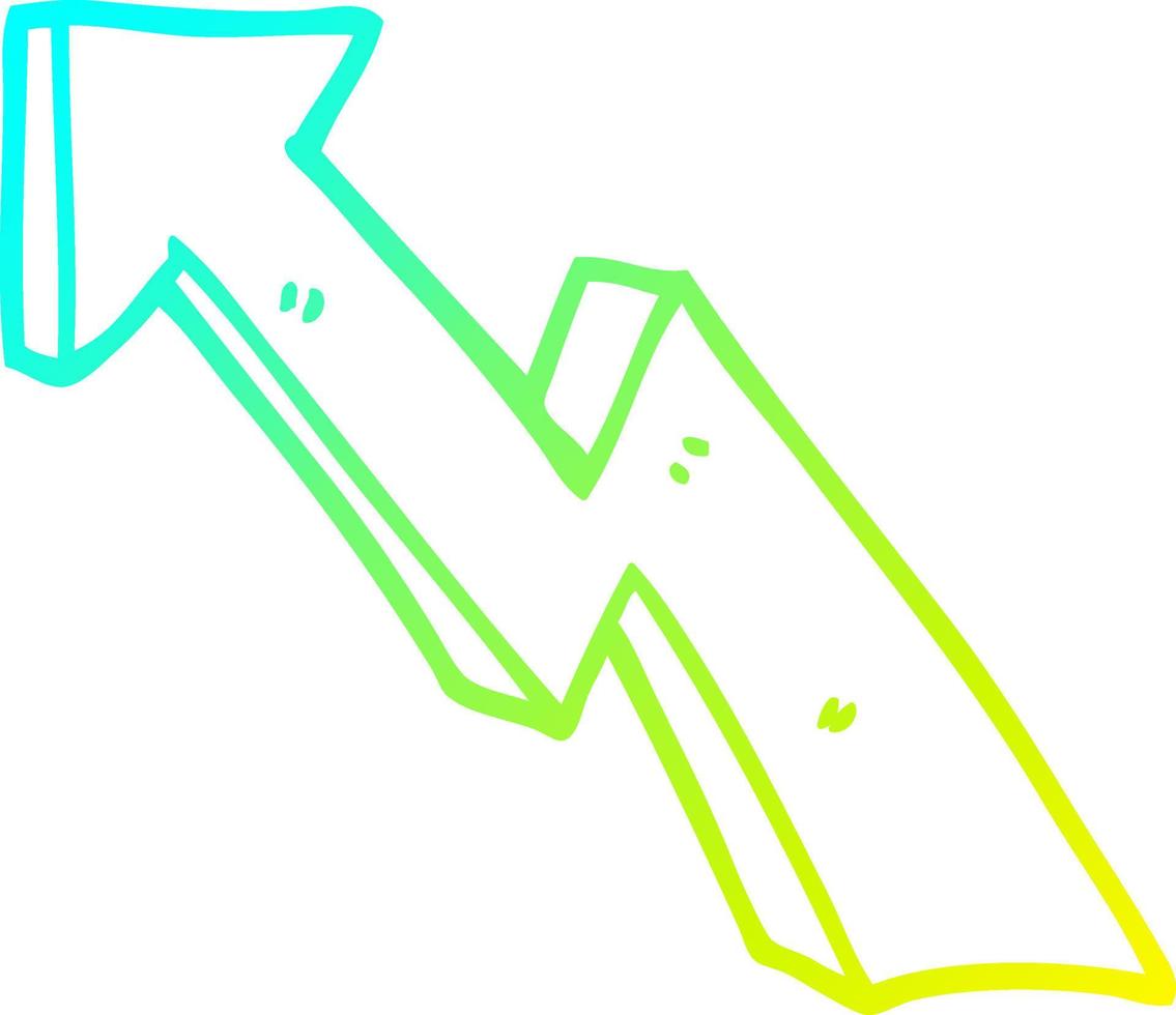 cold gradient line drawing cartoon rising arrow vector