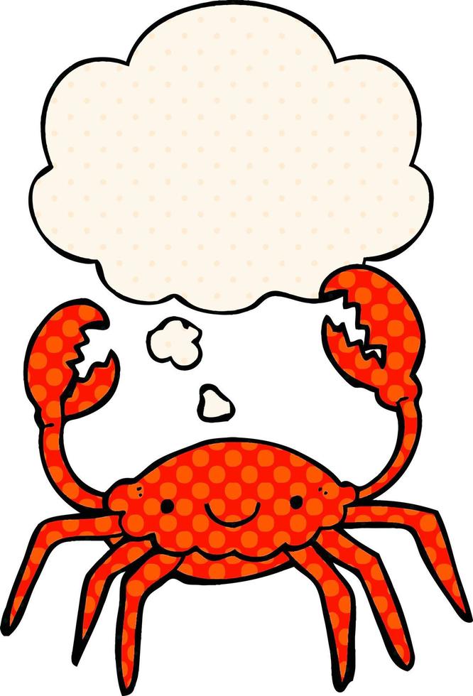 cartoon crab and thought bubble in comic book style vector