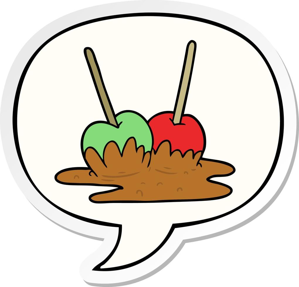 cartoon toffee apples and speech bubble sticker 9947155 Vector Art at