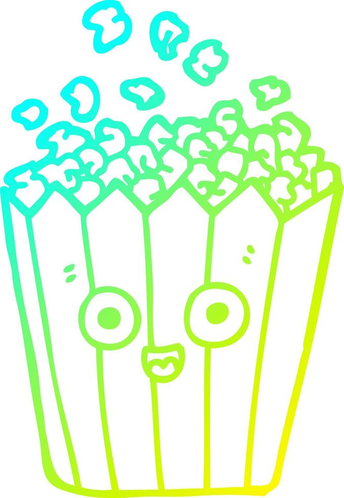 cold gradient line drawing cartoon popcorn vector
