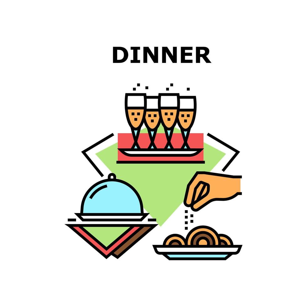 Dinner Enjoyment Vector Concept Color Illustration