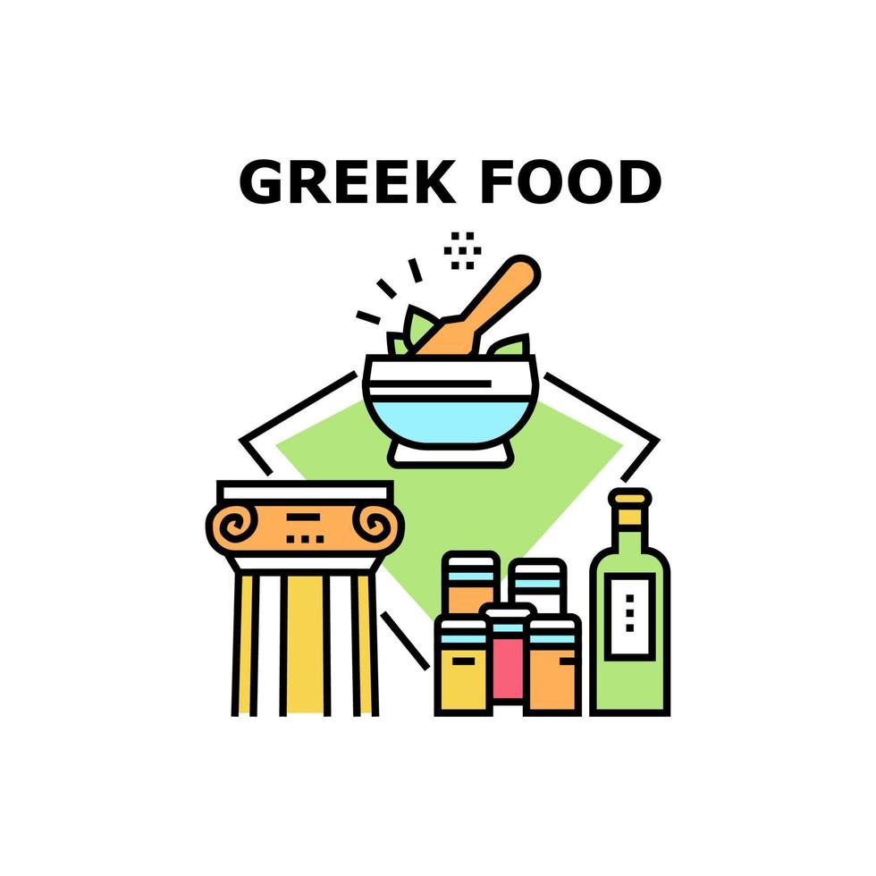 Ilustraciones de comida griega iconos vector