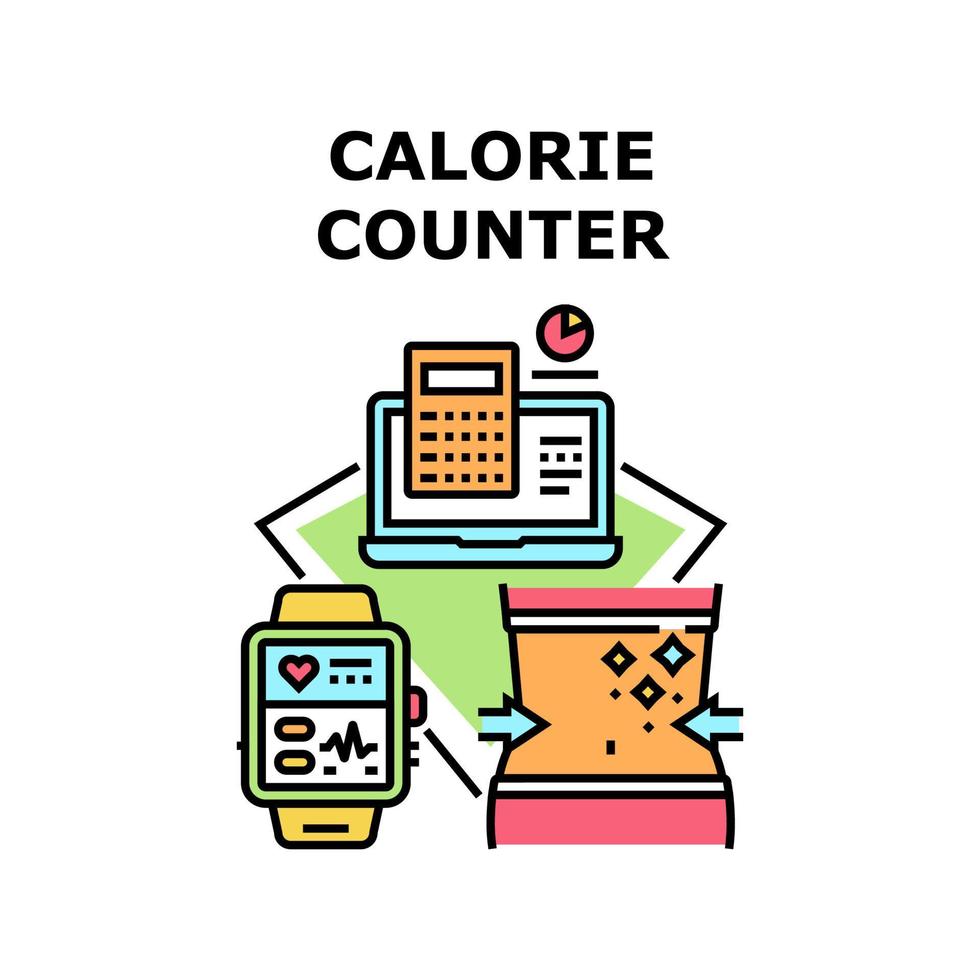 Calorie counter icons vector illustrations