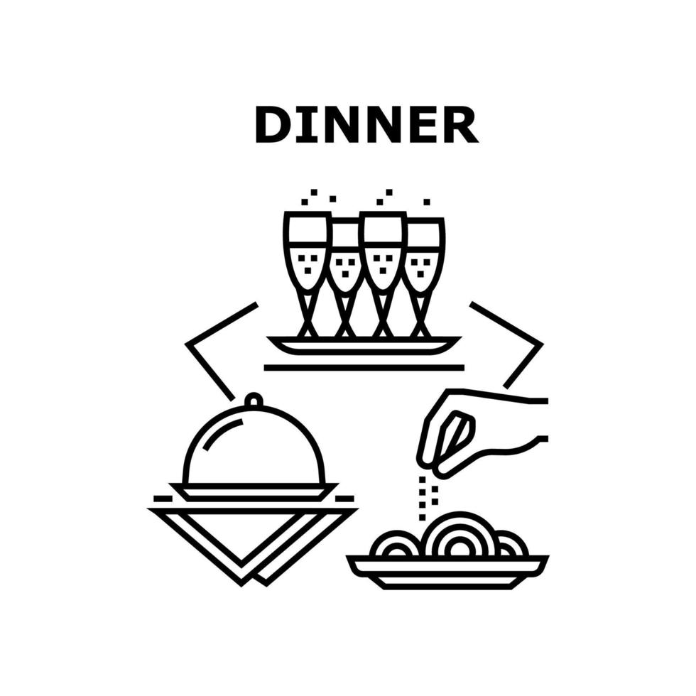 Dinner Enjoyment Vector Concept Color Illustration