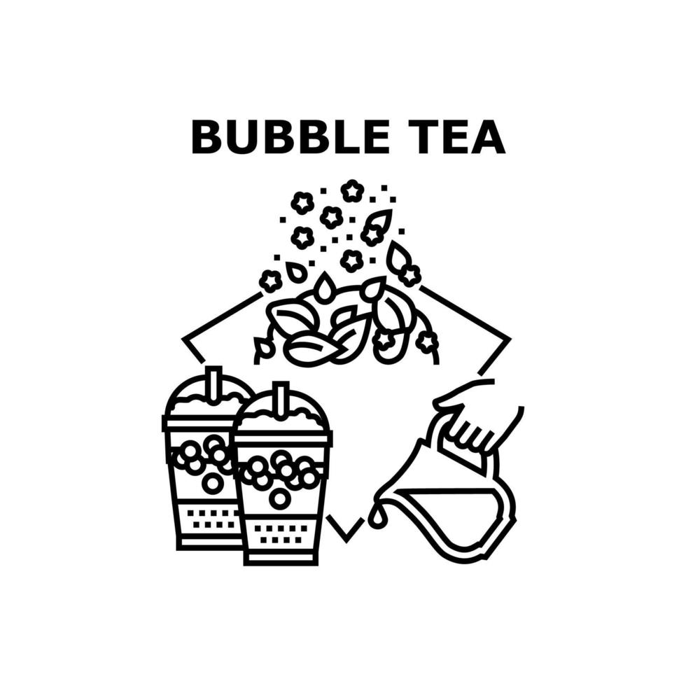 Bubble Tea Drink Vector Concept Black Illustration