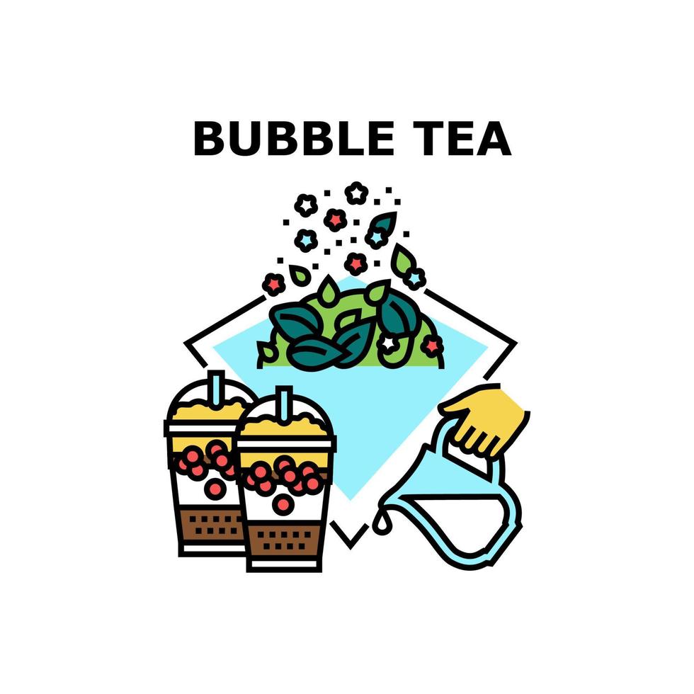 Bubble Tea Drink Vector Concept Color Illustration