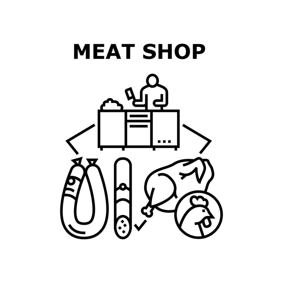 ilustración de color de concepto de vector de mercado de tienda de carne