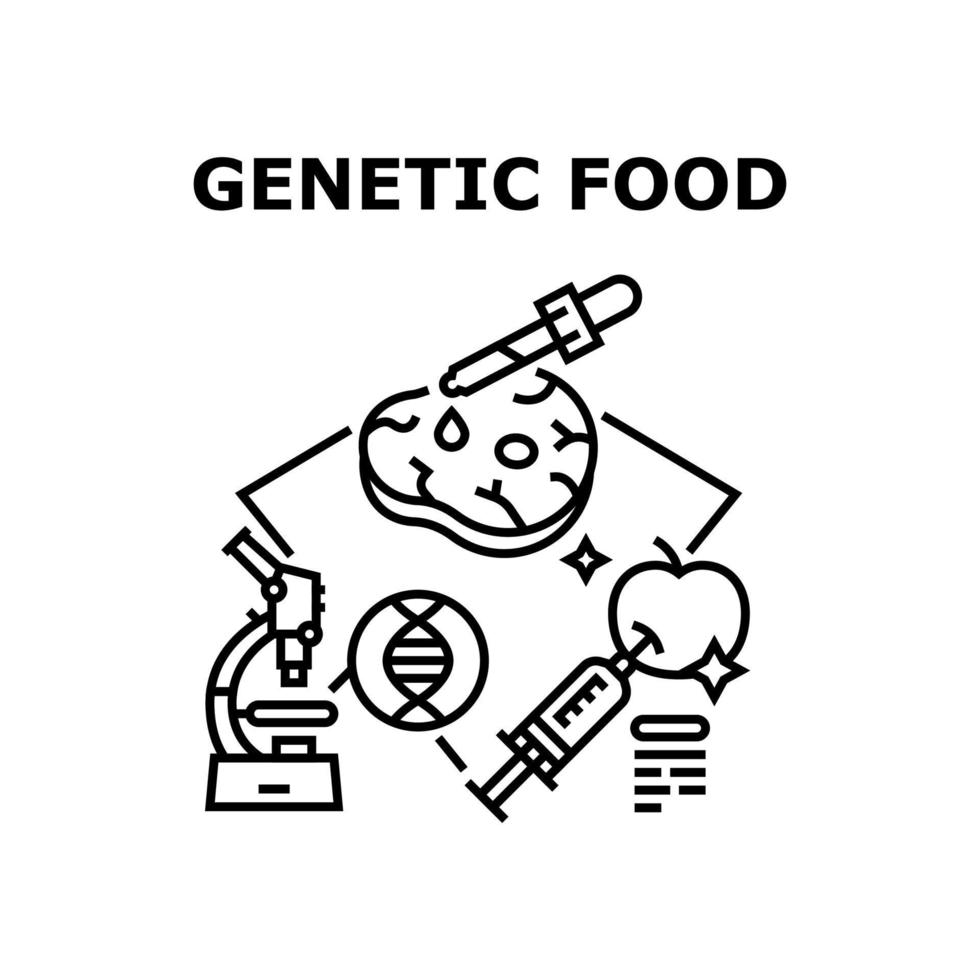 concepto de vector de alimentos genéticos ilustración negra