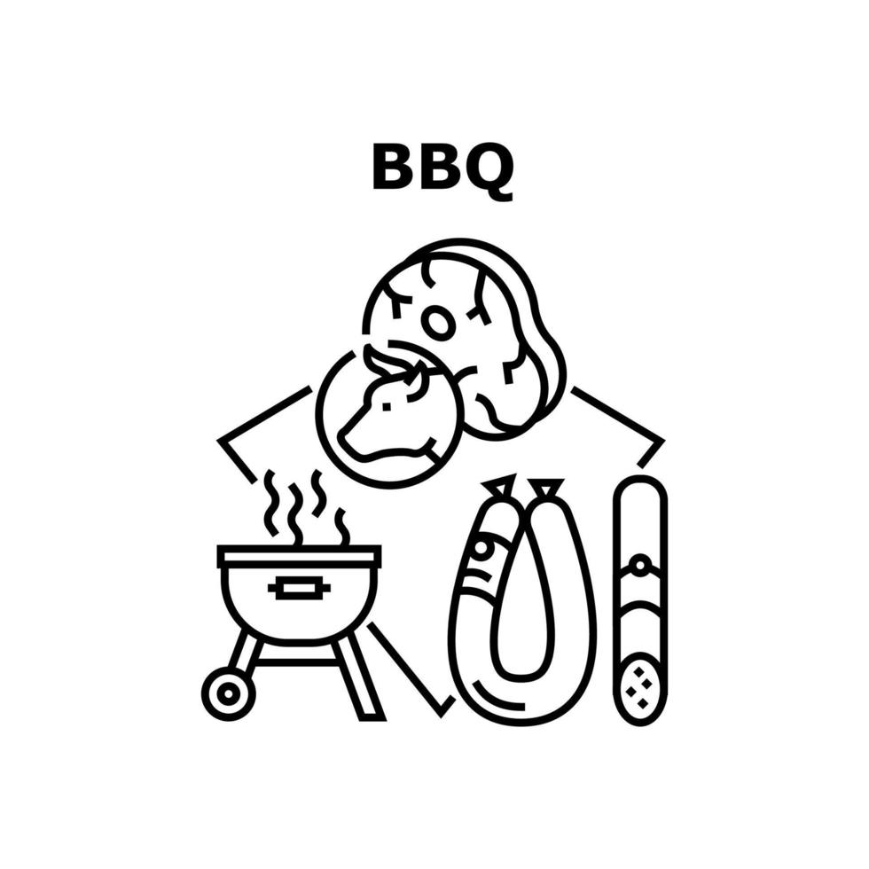 barbacoa cocinar carne vector concepto negro ilustración