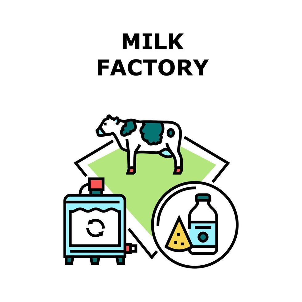 Ilustración de color de concepto de vector de fábrica de leche