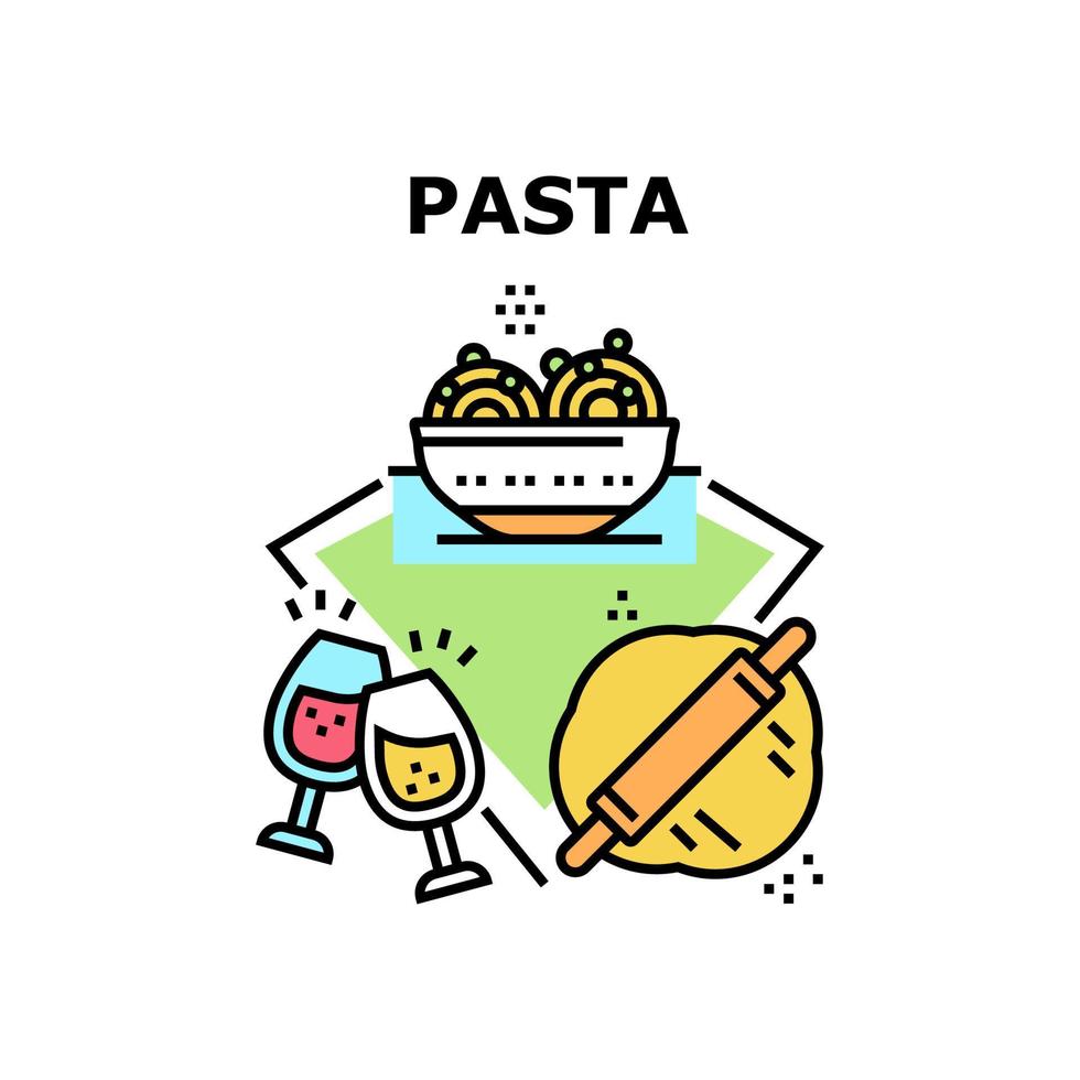 pasta sabroso plato vector concepto color ilustración