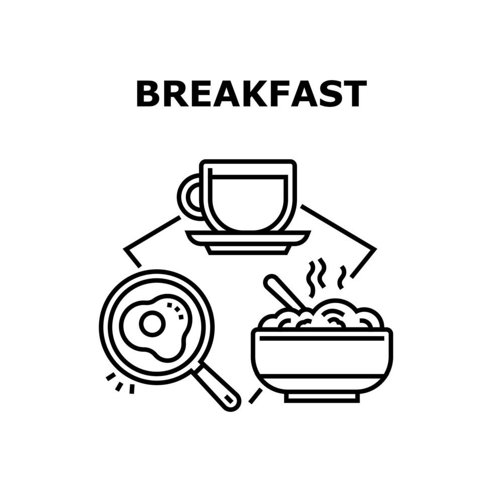 Breakfast Meal Vector Concept Black Illustration