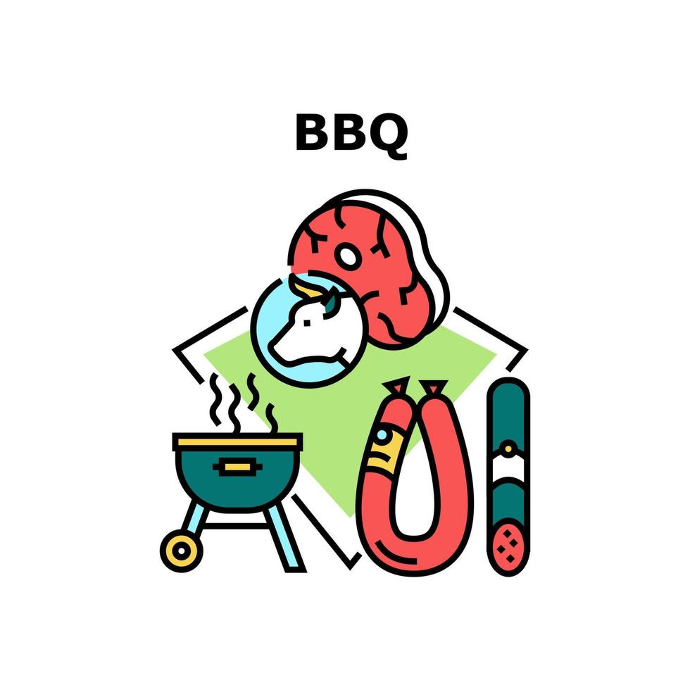 Bbq Cooking Meat Vector Concept Color Illustration
